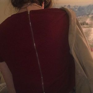 Shortsleeved crop top (dark red)